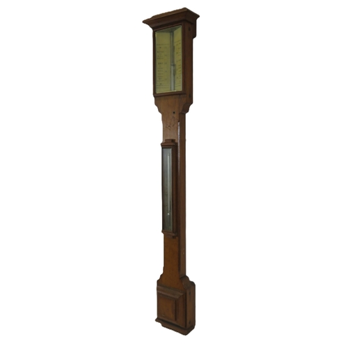 196 - Admiral Fitzroy oak barometer with thermometer, 100cm high