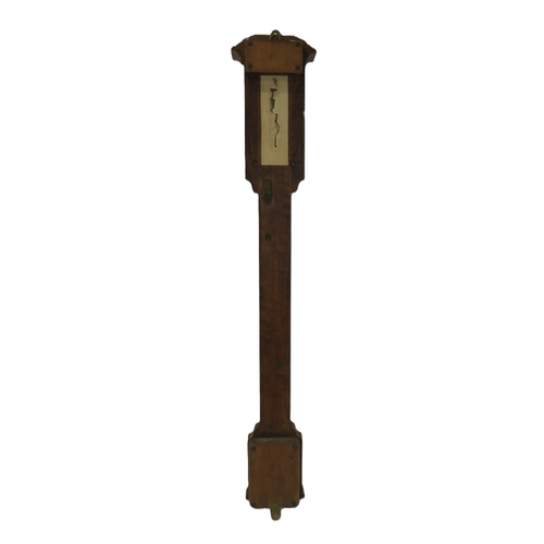 196 - Admiral Fitzroy oak barometer with thermometer, 100cm high