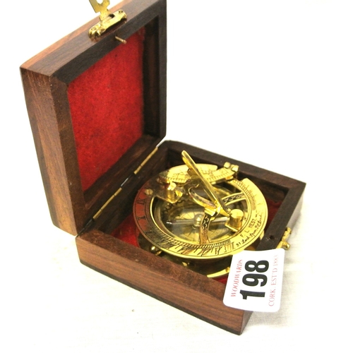 198 - Mariners brass compass with adjustable gnomon in presentation box