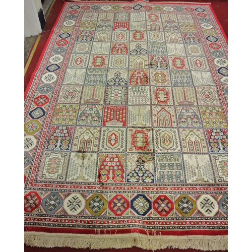 199 - Rich red ground full pile Kashmir rug with garden design