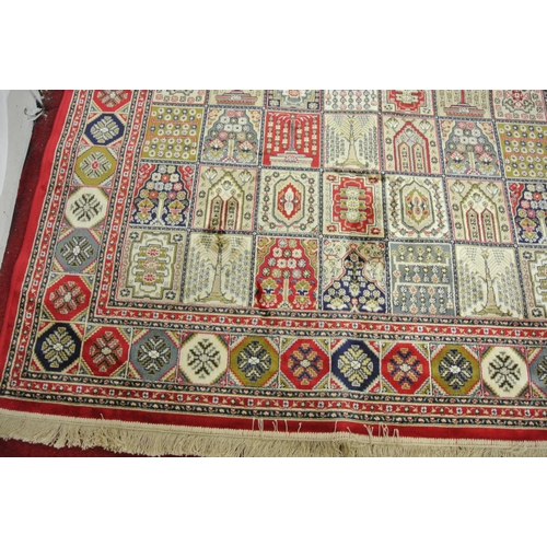 199 - Rich red ground full pile Kashmir rug with garden design