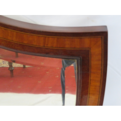 202 - Edwardian inlaid crossbanded heart shaped bevelled glass wall mirror