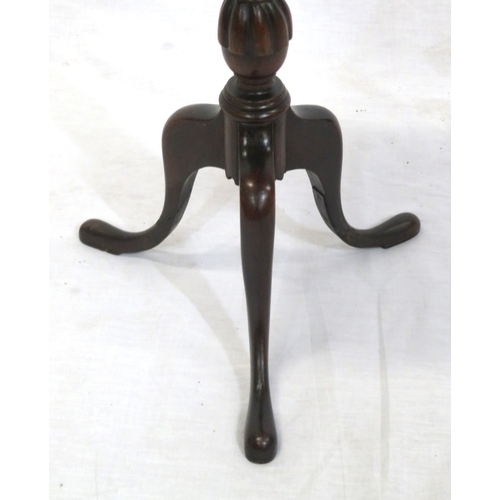 204 - Victorian mahogany wine or lamp table with raised beaded border, turned column, on tripod