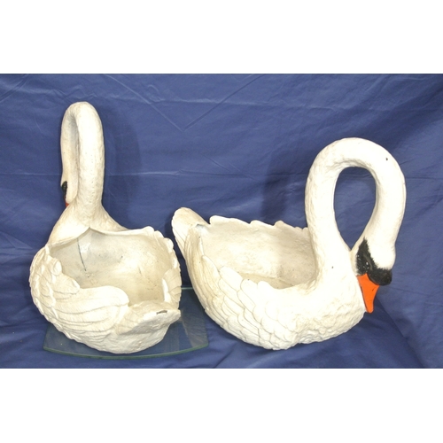 208 - Pair of cast iron swan shaped garden planters