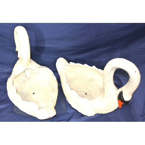 208 - Pair of cast iron swan shaped garden planters