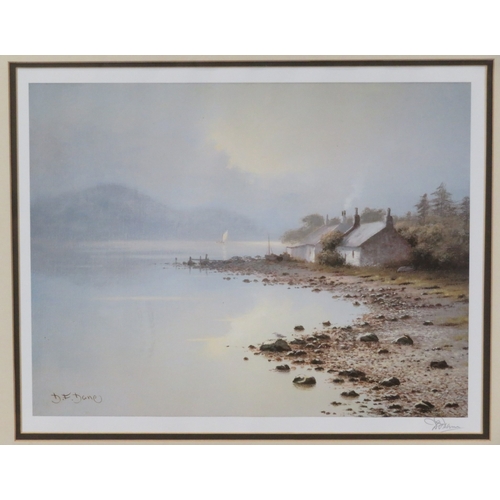 21 - David Dane 'Lakeshore scenes' a pair of prints, 25x33cm each, signed