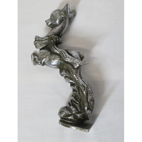 227 - Chrome ornament of a deer on shaped base