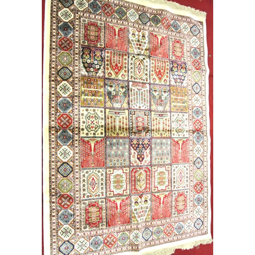 232 - Ivory ground full pile Kashmir rug of Persian panel design