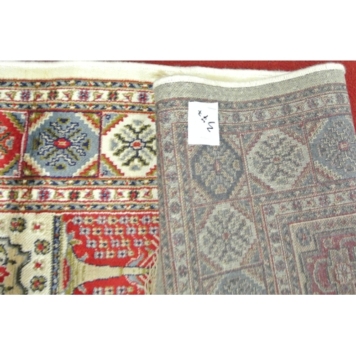 232 - Ivory ground full pile Kashmir rug of Persian panel design