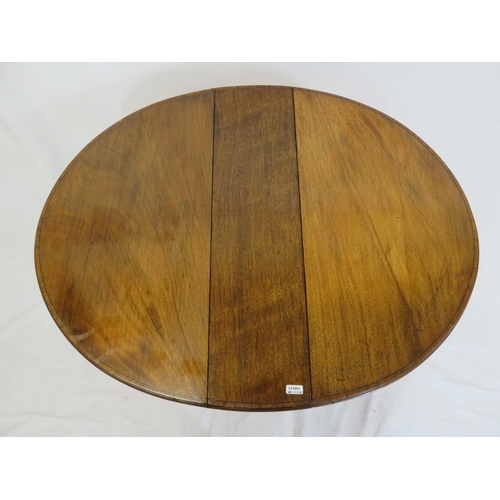 236 - Edwardian inlaid & crossbanded mahogany pembroke table with D-shaped dropped leaves, pull-out gatele... 