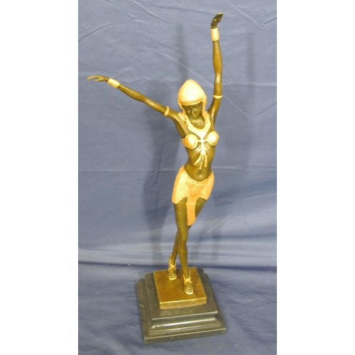 242 - Art Deco bronzed figure of a dancing girl, on square stepped base, stamped DH Chiparus