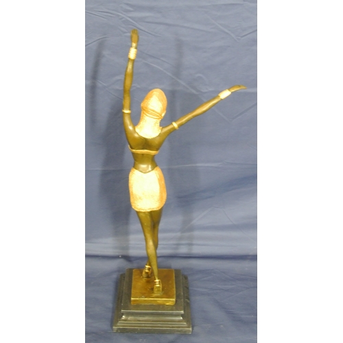 242 - Art Deco bronzed figure of a dancing girl, on square stepped base, stamped DH Chiparus