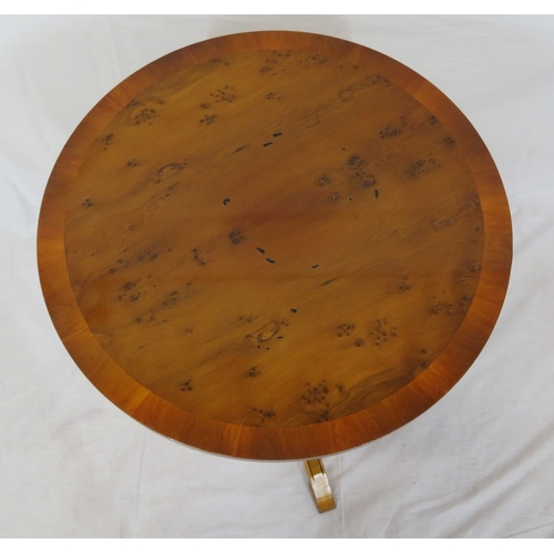 256 - Edwardian design inlaid walnut round occasional table with turned column, on tripod