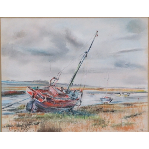 3 - Philip Bass 'Moored boats' watercolour, 21x26cm, signed