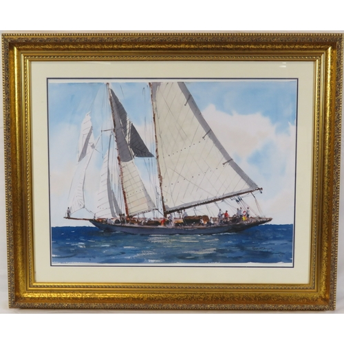 30 - Ken Hayes 'Under full sail' watercolour, 42x56cm, signed