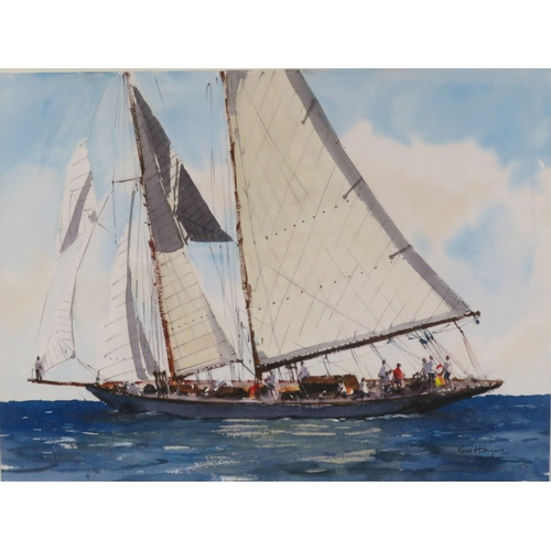 30 - Ken Hayes 'Under full sail' watercolour, 42x56cm, signed