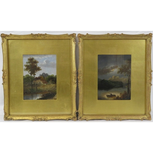 35 - C Muna 'Riverside scenes' a pair, oil on board, 19x14cm each