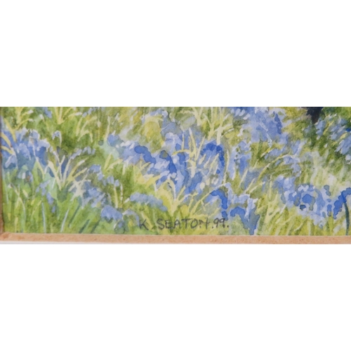 4 - Kim Seaton 'Bluebells, Dydon Wood' Pastels 16x24cm