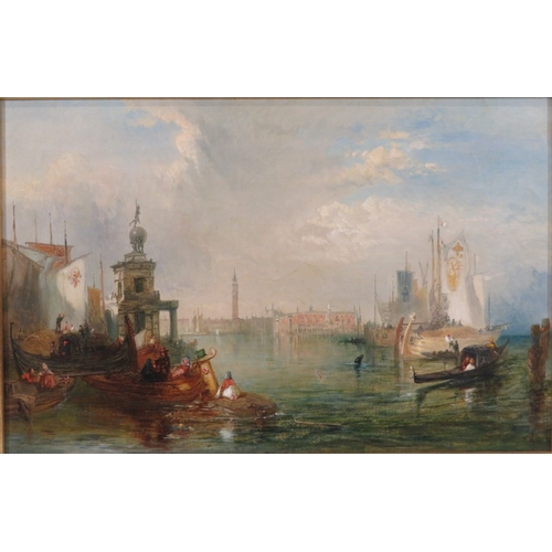 48 - James Vivian de Fleury 'Venice with St Marks' oil on canvas 30x45cm initialled