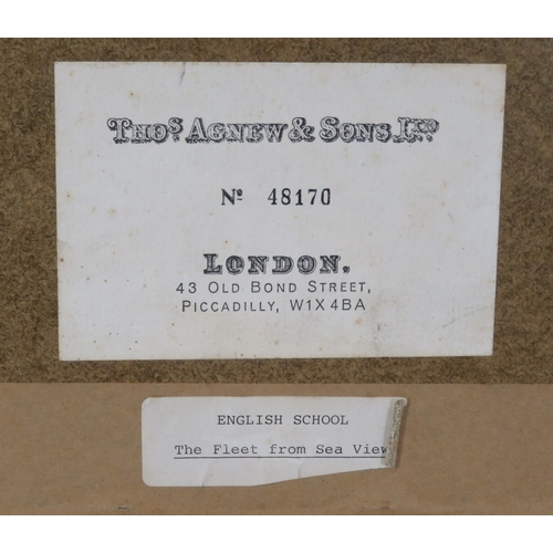 5 - English school 'The Fleet from Sea View' pencil, 22x28cm