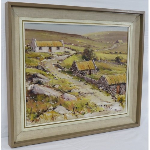 54 - Pat Cowley 'Cottages at Doochary, Co. Donegal' oil on board 40x50cm, signed