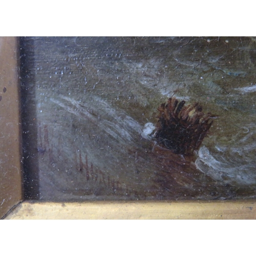 56 - William Anslow Thornbery 'Boats offshore' a pair, oils on boards, 14x20cm each, initialled