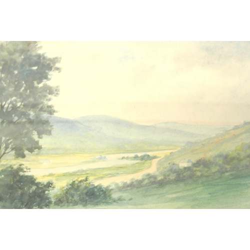 62 - Douglas Alexander 'Landscape with river and house' watercolour, 26x37cm signed lower right