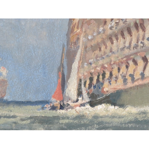 8 - English school 'Tall ships at sea' oil on canvas 45x75cm