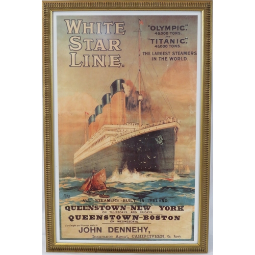 9 - White Star Line advertising poster, 54x33cm, framed