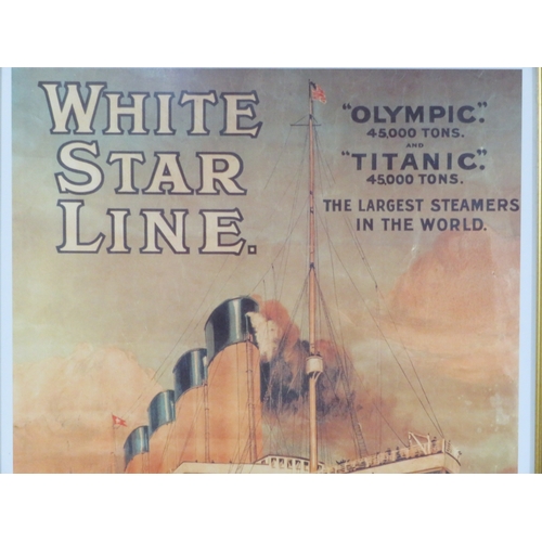 9 - White Star Line advertising poster, 54x33cm, framed