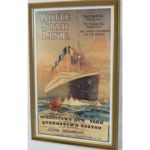 9 - White Star Line advertising poster, 54x33cm, framed