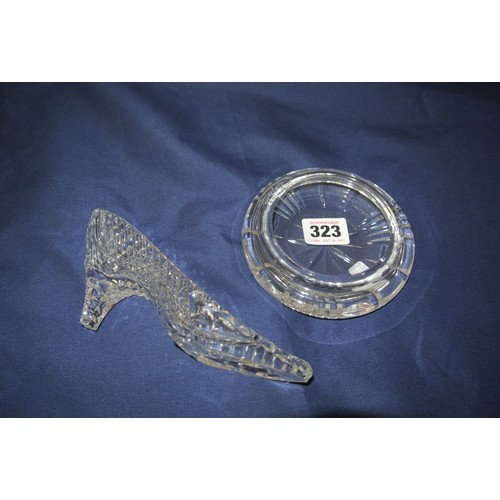 323 - Waterford crystal round bowl and ladys shoe