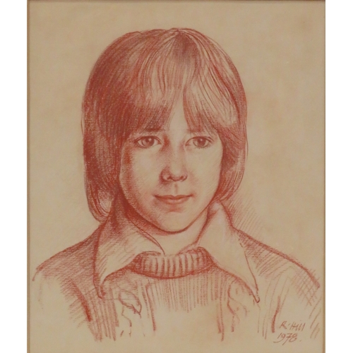 12 - Roland Hill 'Portrait of a boy' pastels 30x25cm signed & dated