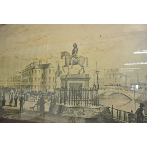 3 - Victorian school 'King George II statue on Grand Parade, Cork' print 51x81cm