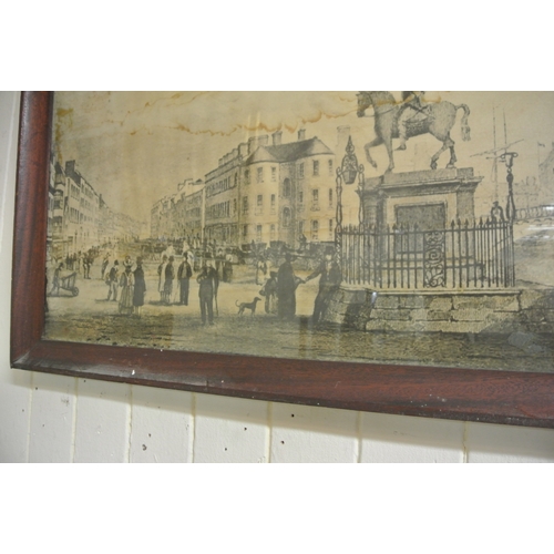 3 - Victorian school 'King George II statue on Grand Parade, Cork' print 51x81cm
