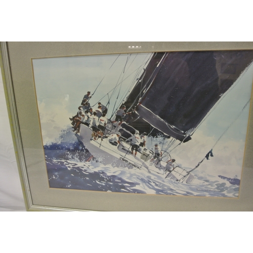 30 - Ken Hayes 'Yacht under sail' watercolour 32x47cm signed