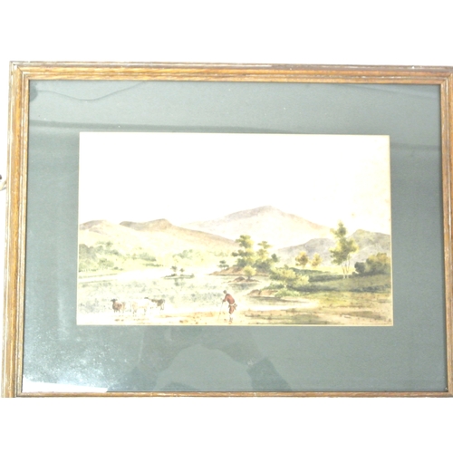 18 - Irish Victorian School 'Farmer and cattle in a landscape' watercolour 21x34cm