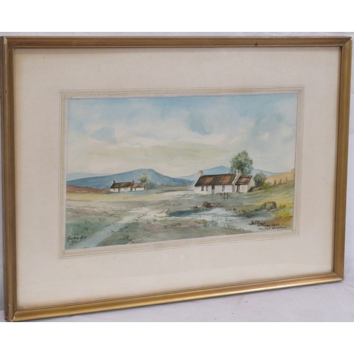 21 - Rowland Hill 'Cottages near Mourne Mountains   watercolour 19x33cm, signed and dated 1935