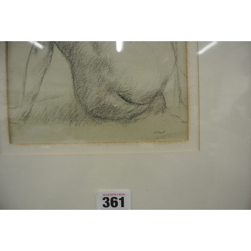 23 - J Cahill 'Nude' conte on paper, 22x18cm, signed
