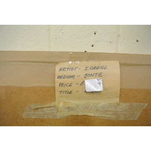 23 - J Cahill 'Nude' conte on paper, 22x18cm, signed