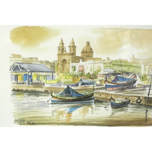 25 - Irish school 'Malta' watercolour 17x25cm signed