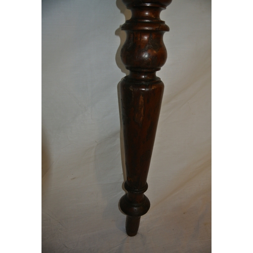 105 - Victorian inlaid mahogany occasional or side table with satin & ebony string inlay, on turned taperi... 