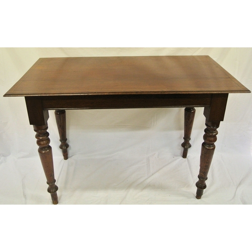 105 - Victorian inlaid mahogany occasional or side table with satin & ebony string inlay, on turned taperi... 