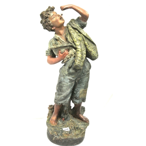 133 - Victorian porcelain figure of a boy with grape