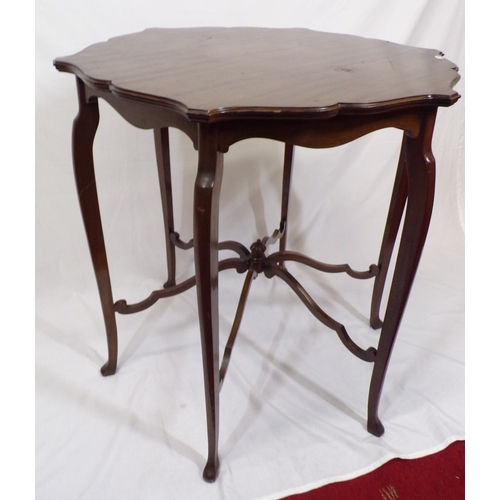 159 - Edwardian style occasional table with wavy border, shaped stretchers & cabriole legs