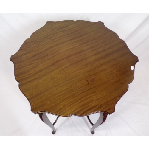 159 - Edwardian style occasional table with wavy border, shaped stretchers & cabriole legs