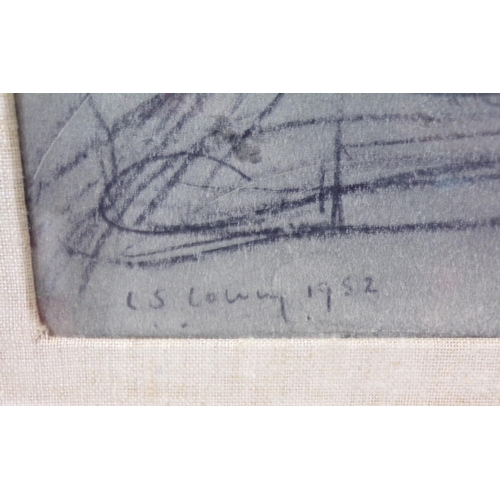 35 - After LS Lowry 'Buildings in a street' charcoal 36x39cm signed