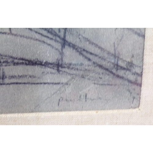 35 - After LS Lowry 'Buildings in a street' charcoal 36x39cm signed