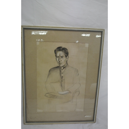 37 - Percy Wyndham Lewis (1882-1957) 'Portrait of Monsignore Lewis' pencil with chalk highlights' signed ... 