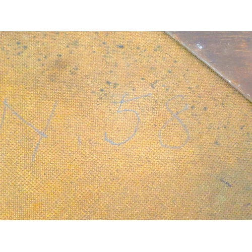 44 - R Hilton 'Abstract' oil on board 41x61cm signed and dated verso